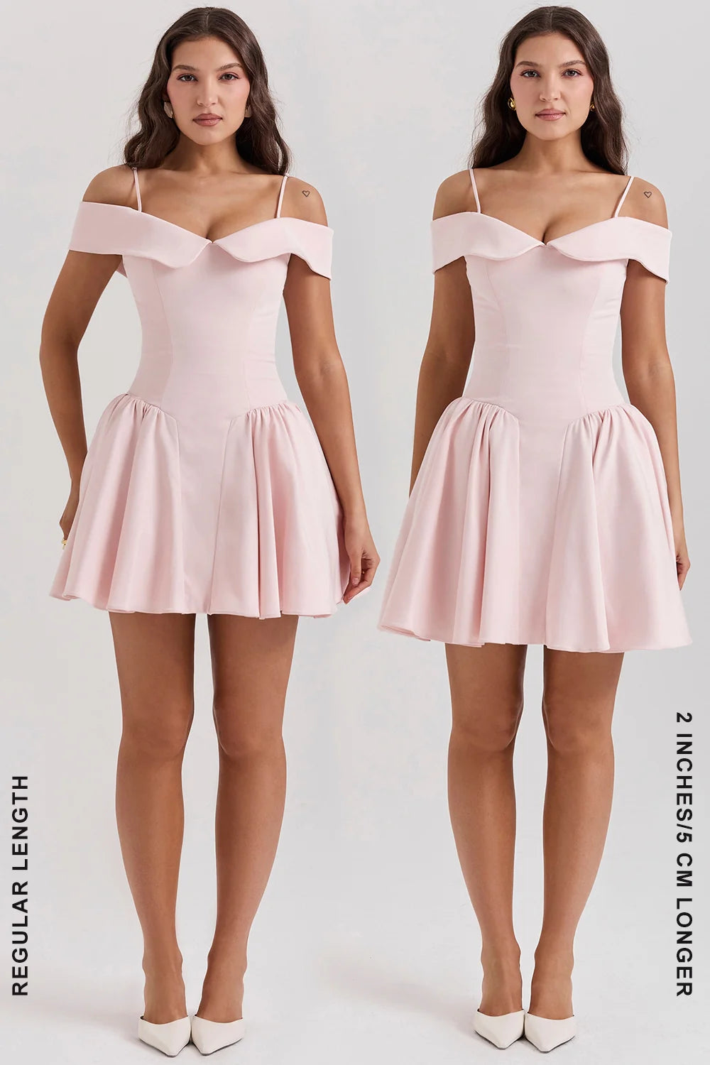 ballerina pink off shoulder mini dress