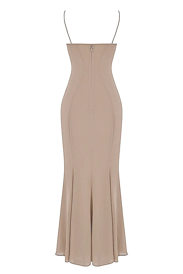 latte corset maxi dress