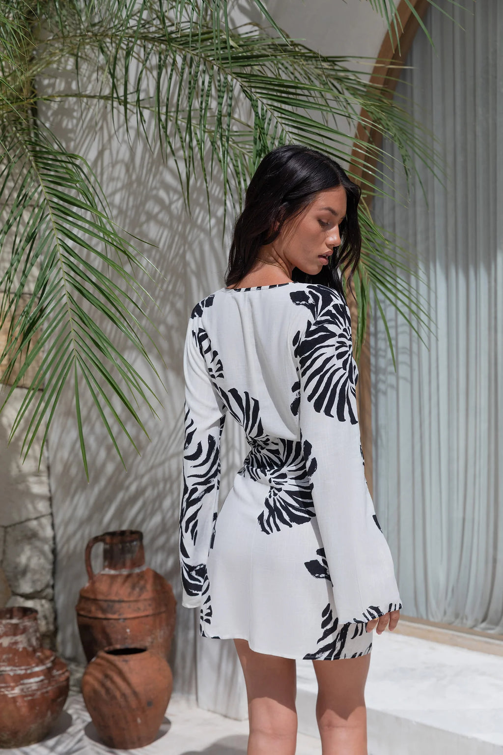 Island Time Only Long Sleeve Mini Dress Natural
