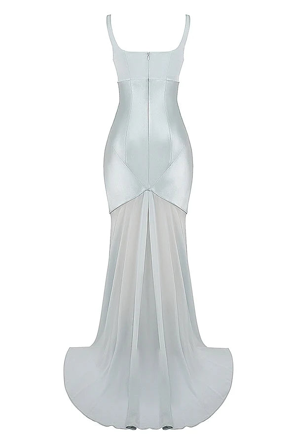 pistachio chiffon floor length gown