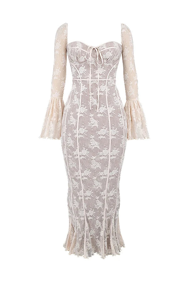 vintage cream lace maxi dress