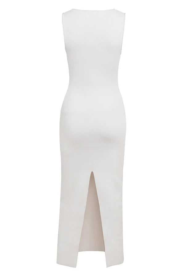 white sleeveless maxi dress