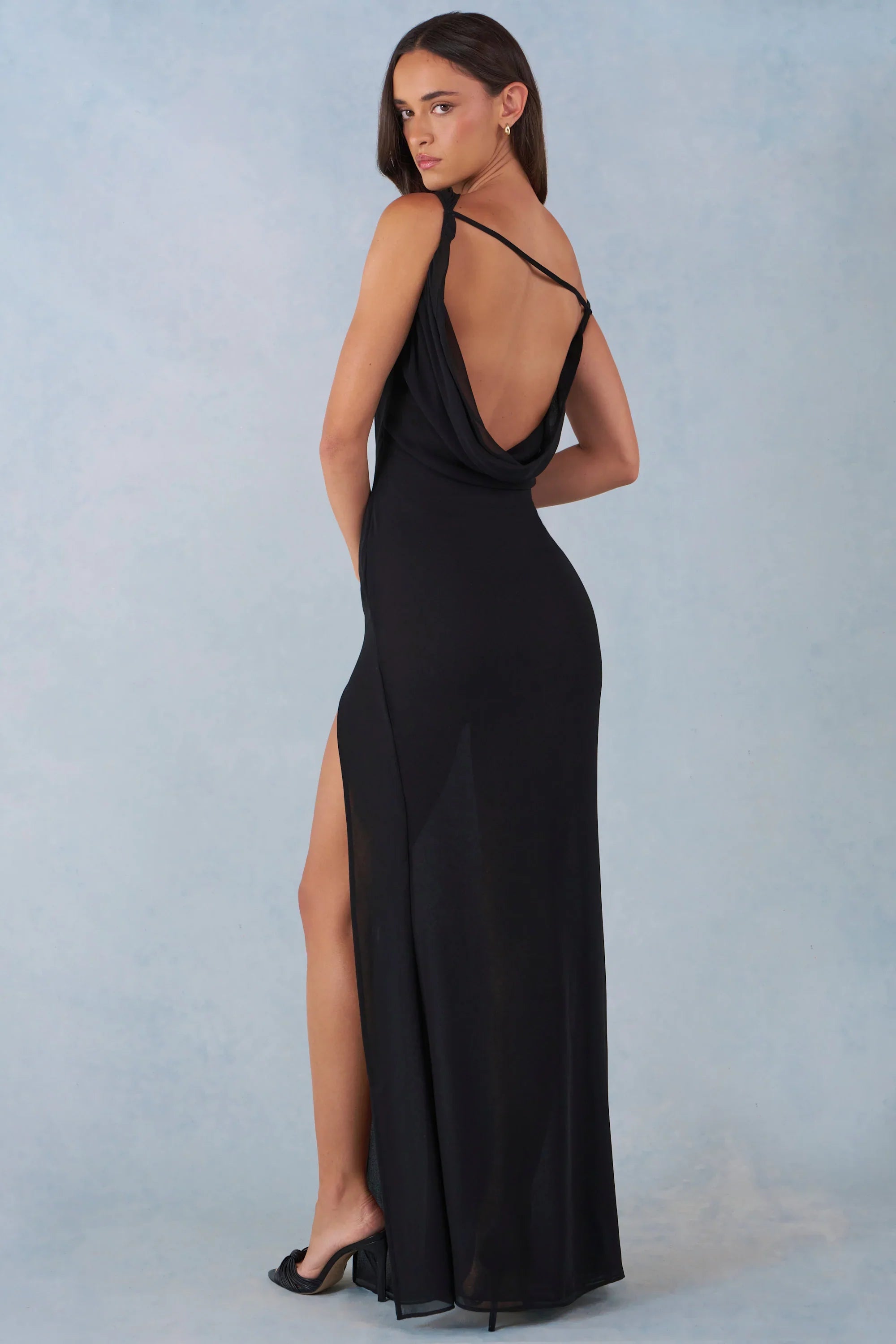 One-Shoulder Maxi Dress in Black
