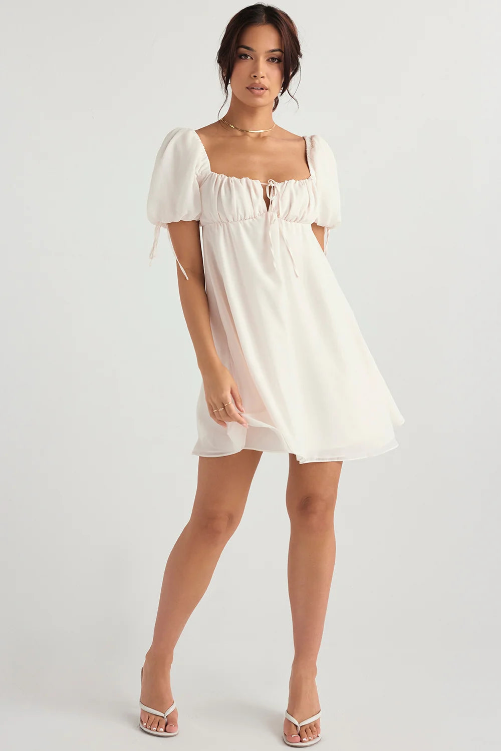 ivory georgette mini dress - sale