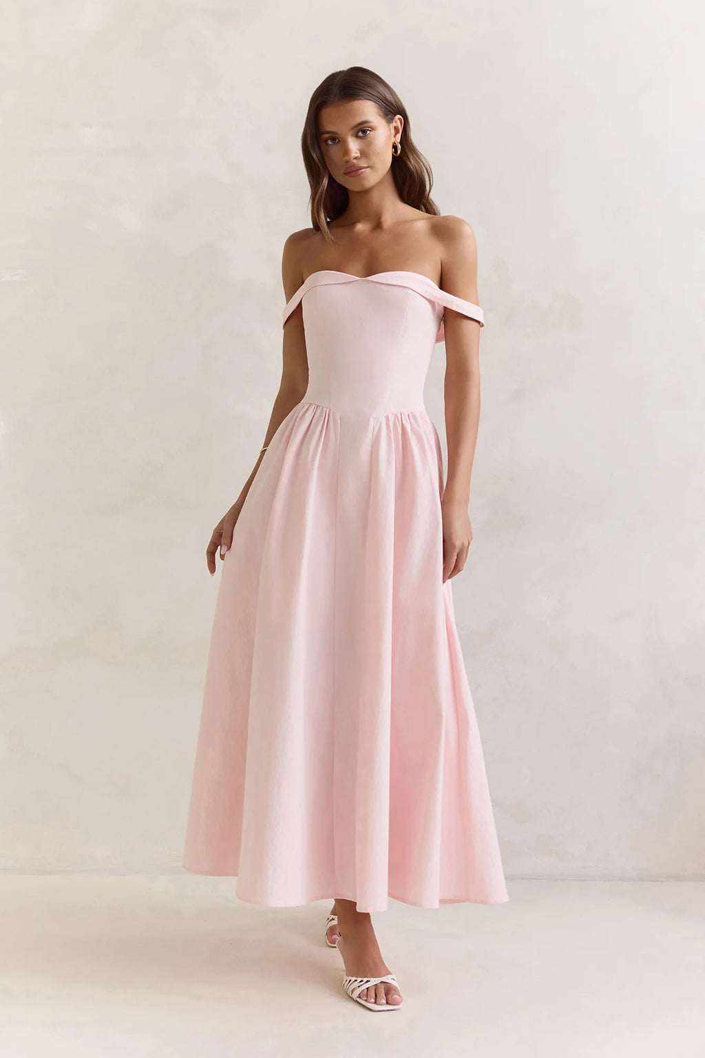 Memory Of Fate Off Shoulder Maxi Dress Pink