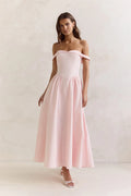Memory Of Fate Off Shoulder Maxi Dress Pink