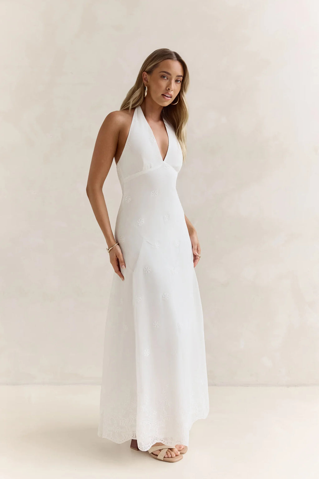 World Of Wonder Halter Maxi Dress White