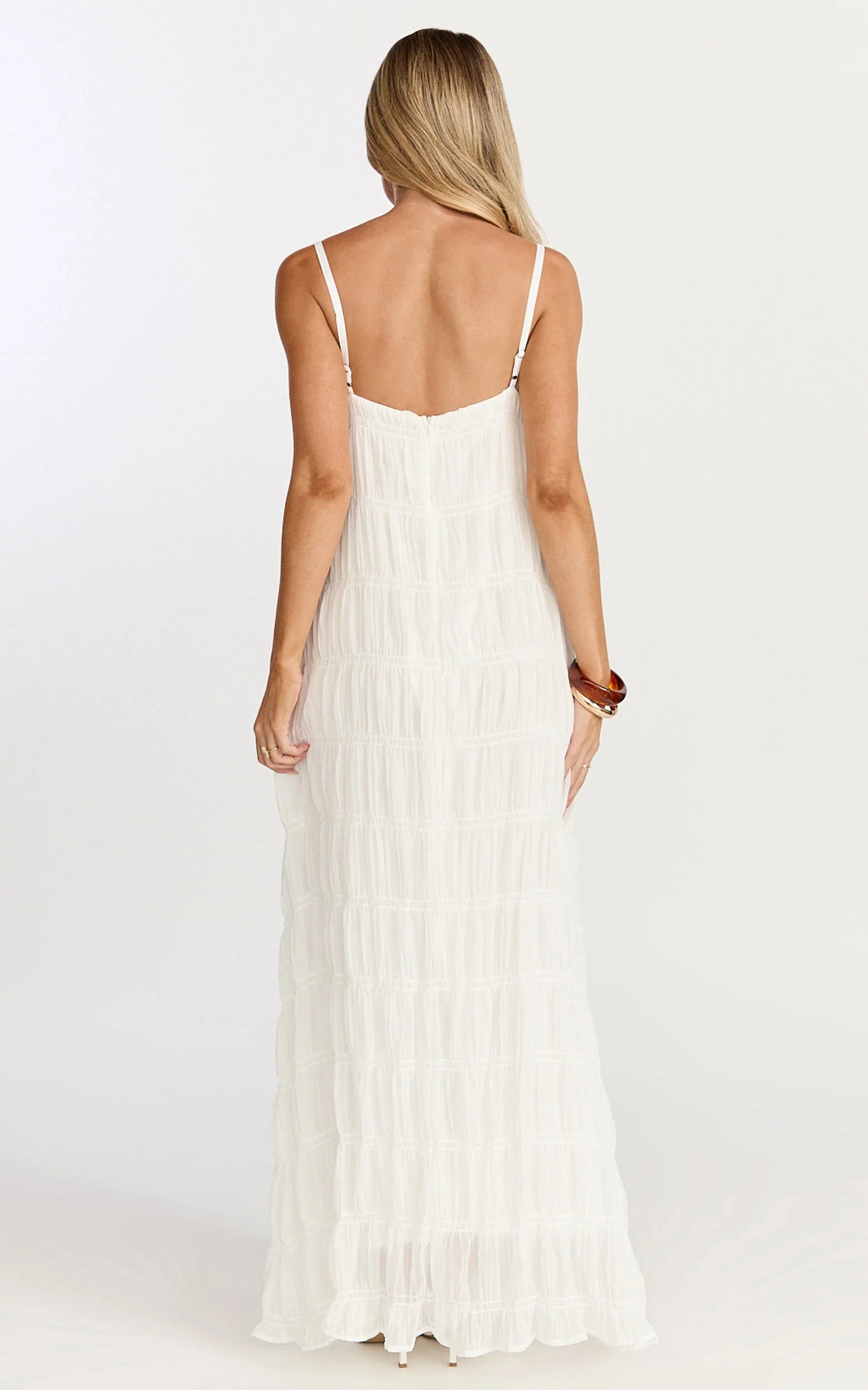 Cleo Maxi Dress - Textured Detail Dress in Cream
