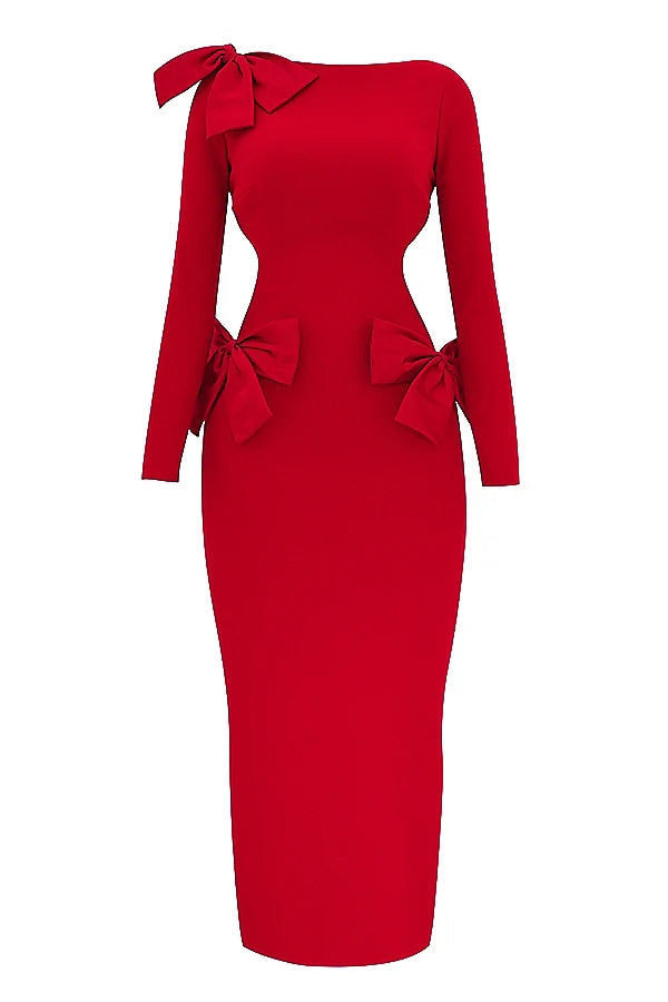red bow maxi dress