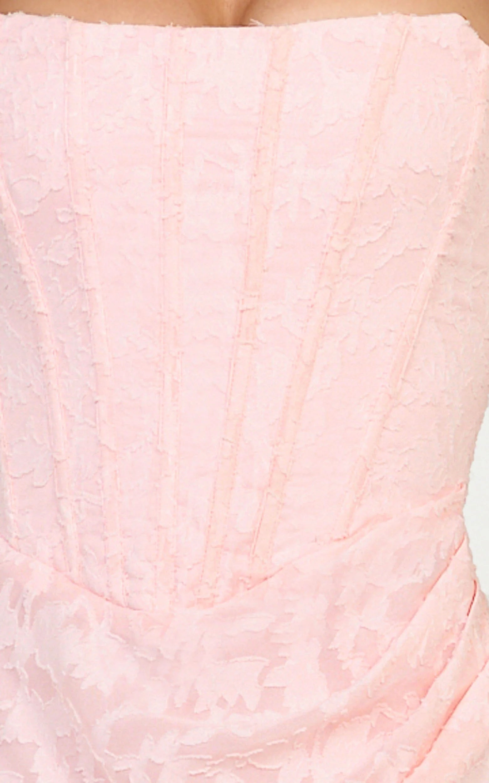 Rachel Mini Dress - Strapless Corset Bodice Draped Skirt Dress in Light Pink
