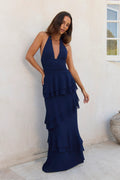 Path Of Fate Halter Maxi Dress Navy