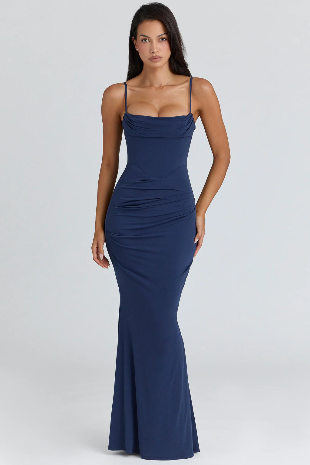 navy corset maxi dress