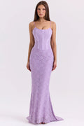 orchid lace corset maxi dress