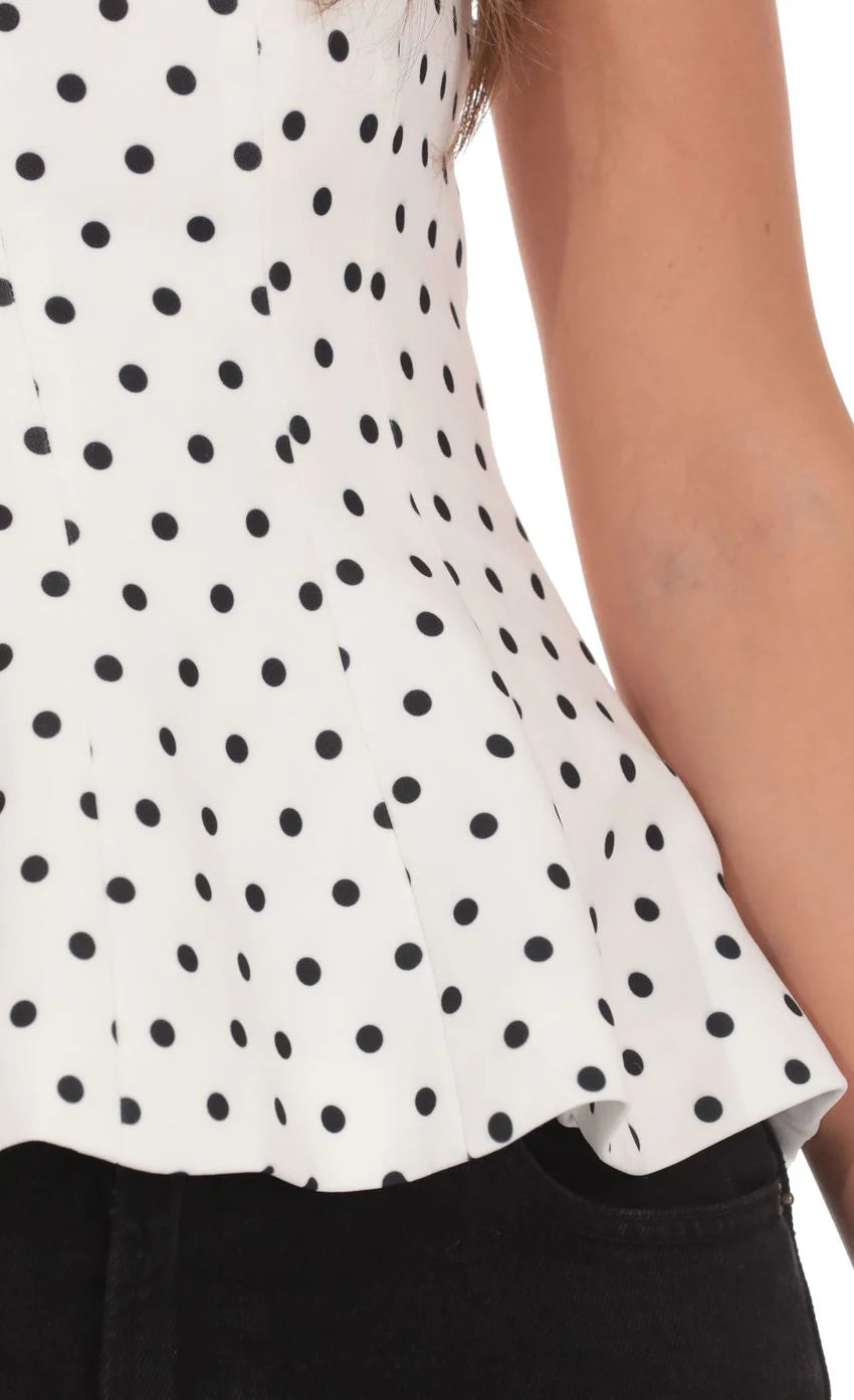 Strapless Peplum Top in Polka Dot