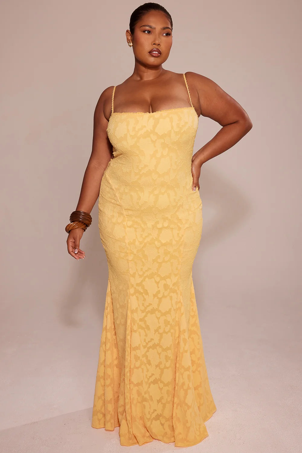 apricot lace up back maxi dress