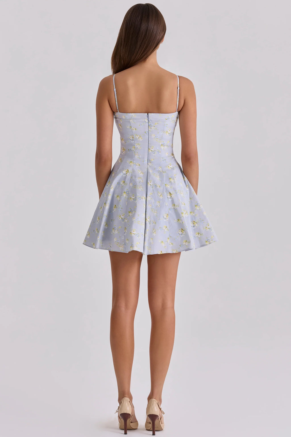 blue wildflower floral print cotton mini sundress